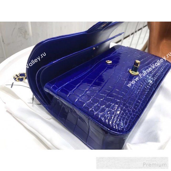 Chanel Alligator Skin Medium Classic Flap Bag Royal Blue (XIYOU-9060343)