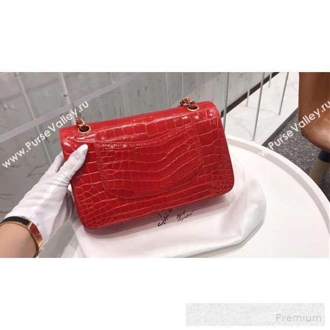 Chanel Alligator Skin Medium Classic Flap Bag Red (XIYOU-9060342)