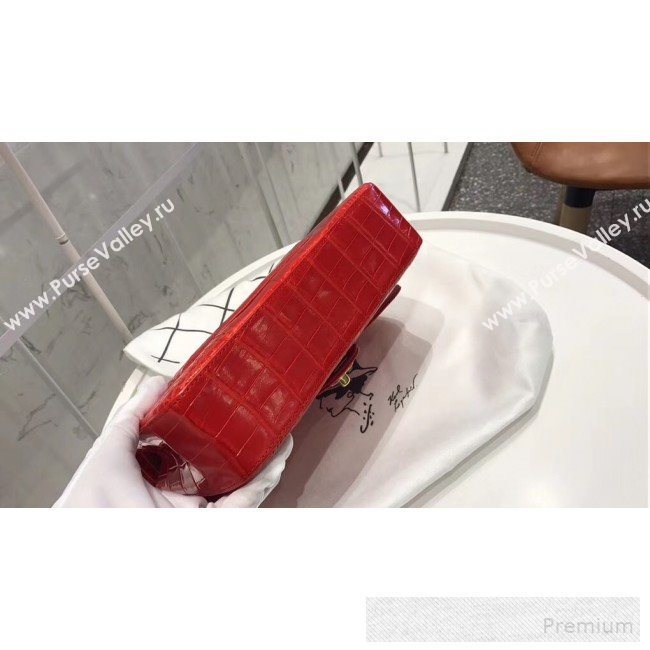 Chanel Alligator Skin Medium Classic Flap Bag Red (XIYOU-9060342)