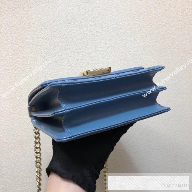 Chanel Long Quilted Smooth Leather Boy Flap Bag AS0130 Blue 2019 (FM-9060364)