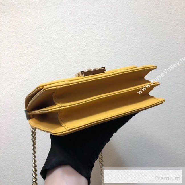 Chanel Long Quilted Smooth Leather Boy Flap Bag AS0130 Yellow 2019 (FM-9060365)