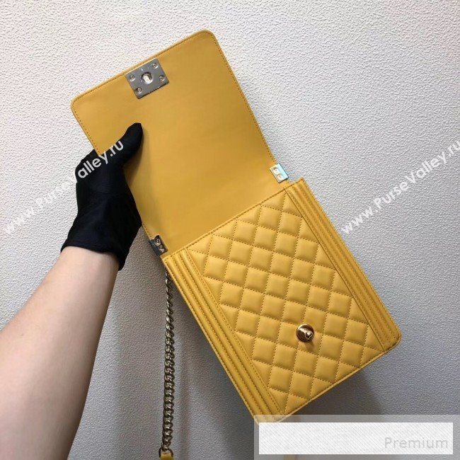 Chanel Long Quilted Smooth Leather Boy Flap Bag AS0130 Yellow 2019 (FM-9060365)