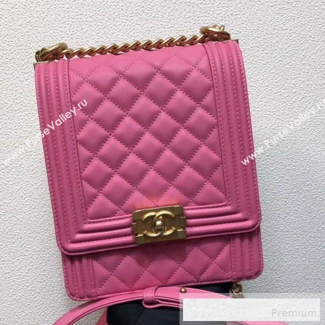 Chanel Long Quilted Smooth Leather Boy Flap Bag AS0130 Pink 2019 (FM-9060366)