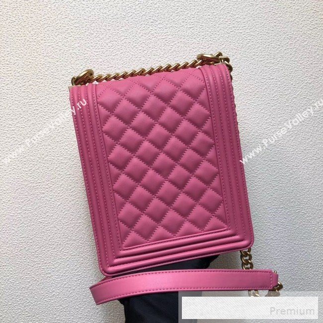 Chanel Long Quilted Smooth Leather Boy Flap Bag AS0130 Pink 2019 (FM-9060366)