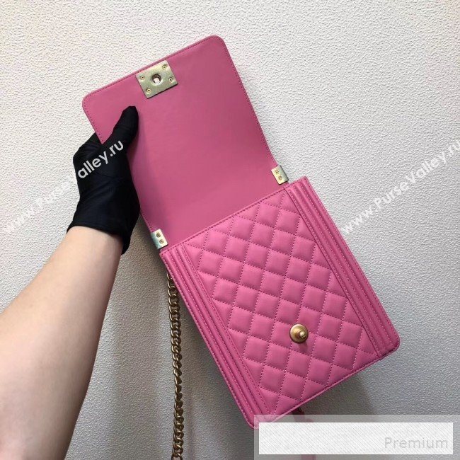 Chanel Long Quilted Smooth Leather Boy Flap Bag AS0130 Pink 2019 (FM-9060366)