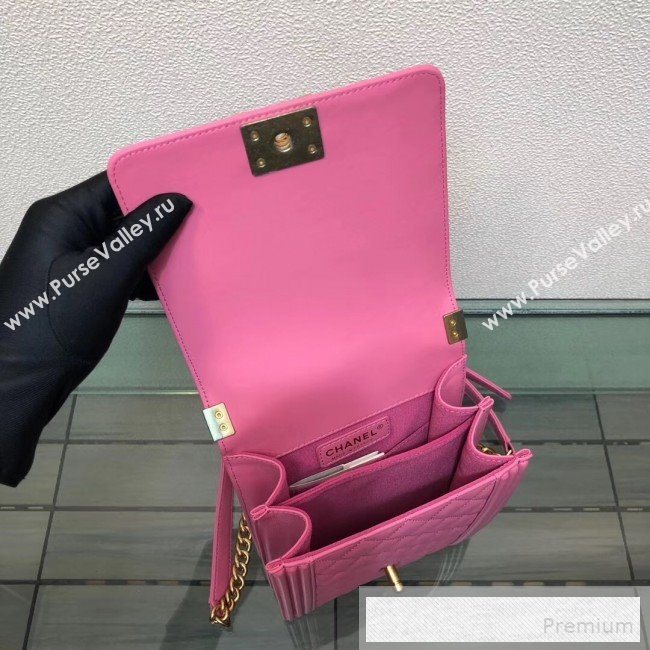 Chanel Long Quilted Smooth Leather Boy Flap Bag AS0130 Pink 2019 (FM-9060366)