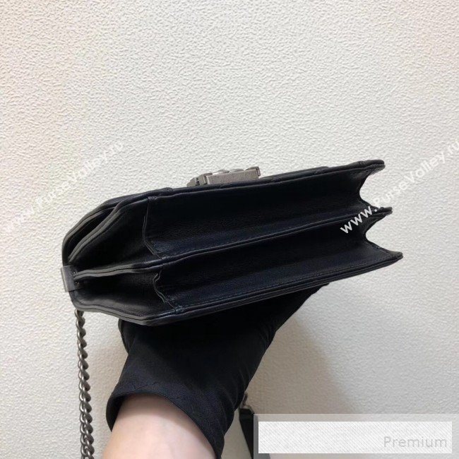 Chanel Long Quilted Smooth Leather Boy Flap Bag AS0130 Black/Silver 2019 (FM-9060368)