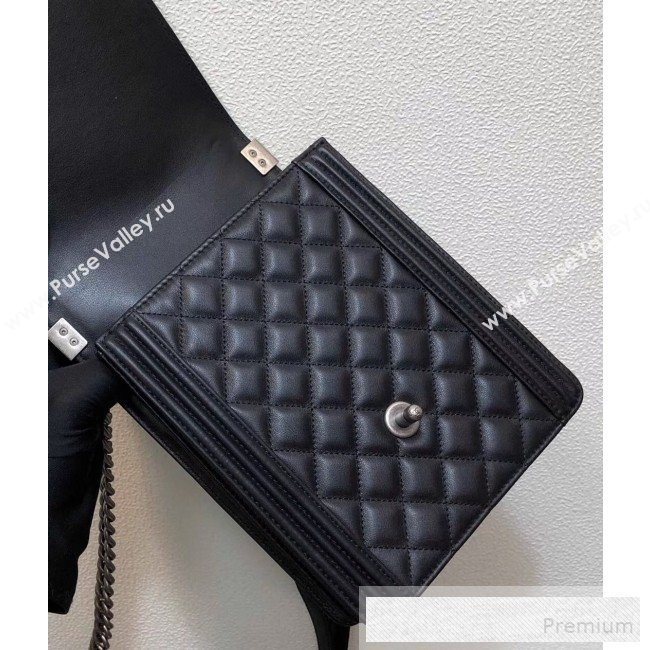 Chanel Long Quilted Smooth Leather Boy Flap Bag AS0130 Black/Silver 2019 (FM-9060368)