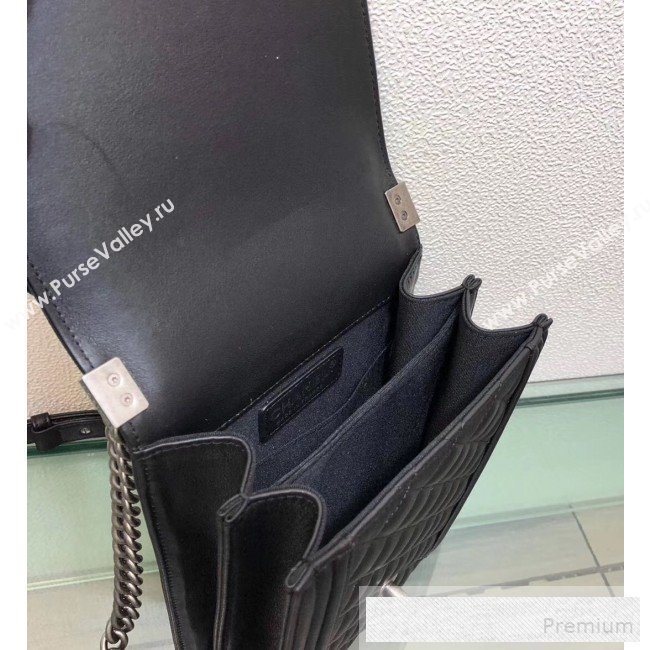 Chanel Long Quilted Smooth Leather Boy Flap Bag AS0130 Black/Silver 2019 (FM-9060368)