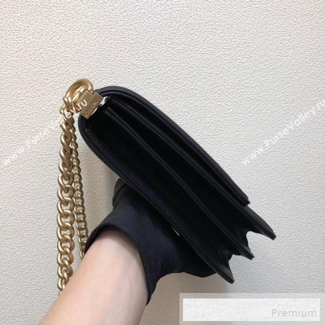Chanel Long Quilted Smooth Leather Boy Flap Bag AS0130 Black/Gold 2019 (FM-9060367)