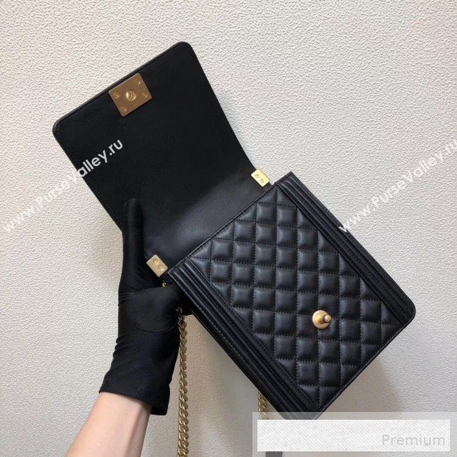 Chanel Long Quilted Smooth Leather Boy Flap Bag AS0130 Black/Gold 2019 (FM-9060367)