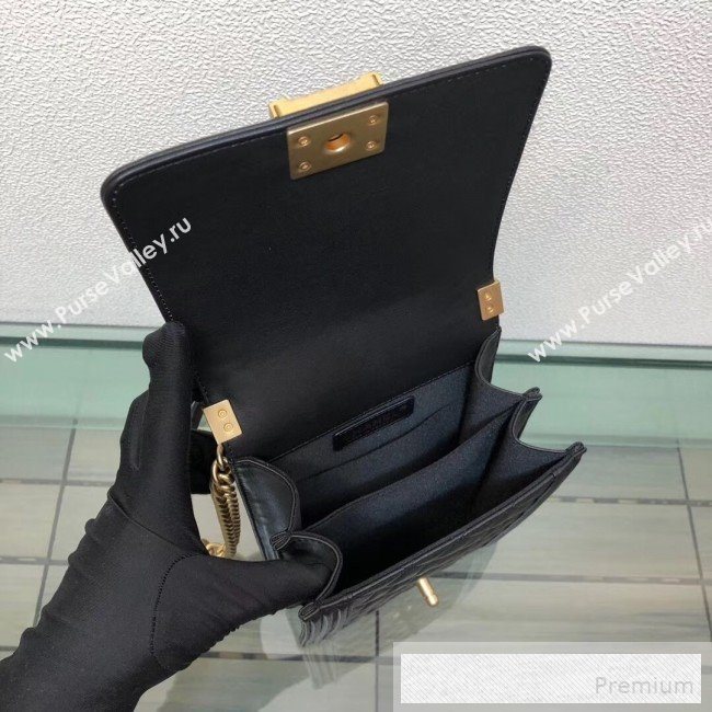 Chanel Long Quilted Smooth Leather Boy Flap Bag AS0130 Black/Gold 2019 (FM-9060367)