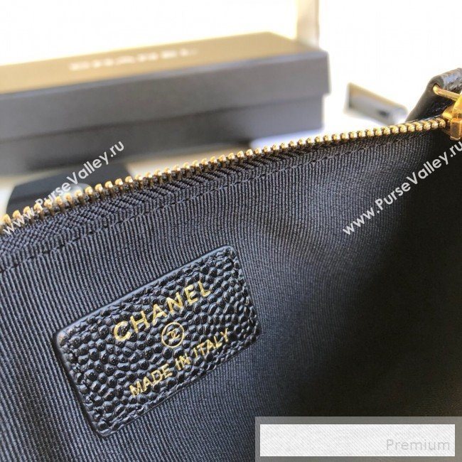 Chanel Large Quilted Grained Leather Zip Boy Card Holder Black/Gold (YUND-9060633)