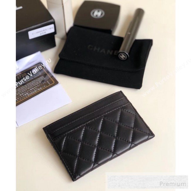 Chanel Quilted Smooth Lambskin Boy Card Holder Black  (YUND-9060628)