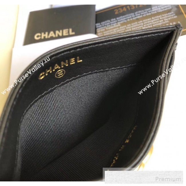 Chanel Quilted Smooth Lambskin Boy Card Holder Black  (YUND-9060628)