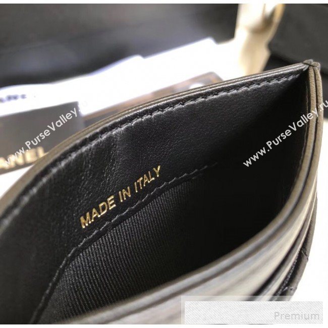 Chanel Quilted Smooth Lambskin Boy Card Holder Black  (YUND-9060628)