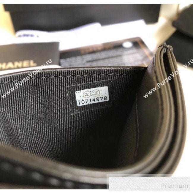 Chanel Quilted Smooth Lambskin Boy Card Holder Black  (YUND-9060628)