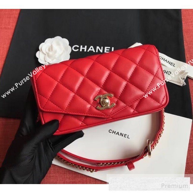 Chanel Quilted Calfskin Flap Belt Bag/Waist Bag AS0628 Red 2019 (XINXIN-9060647)