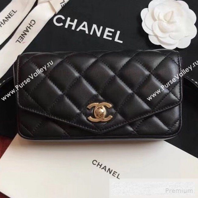 Chanel Quilted Calfskin Flap Belt Bag/Waist Bag AS0628 Black 2019 (XINXIN-9060646)