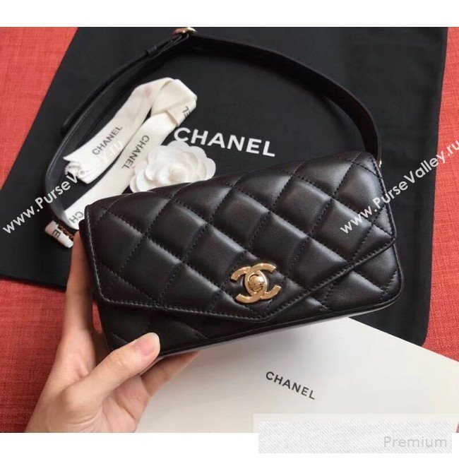 Chanel Quilted Calfskin Flap Belt Bag/Waist Bag AS0628 Black 2019 (XINXIN-9060646)