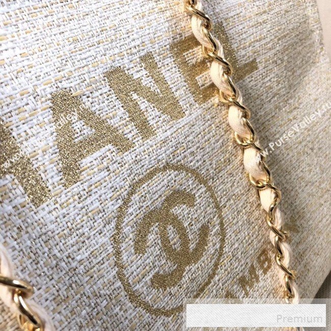 Chanel Toile Large Deauville Denim Canvas Shopping Bag White 2019 (YD-9060347)