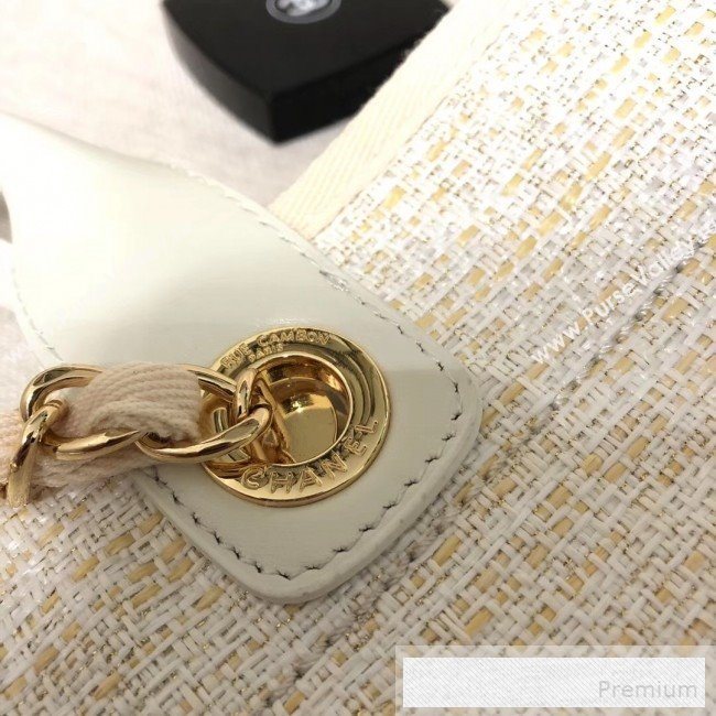 Chanel Toile Large Deauville Denim Canvas Shopping Bag White 2019 (YD-9060347)