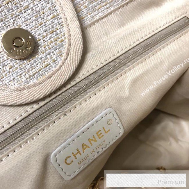 Chanel Toile Large Deauville Denim Canvas Shopping Bag White 2019 (YD-9060347)