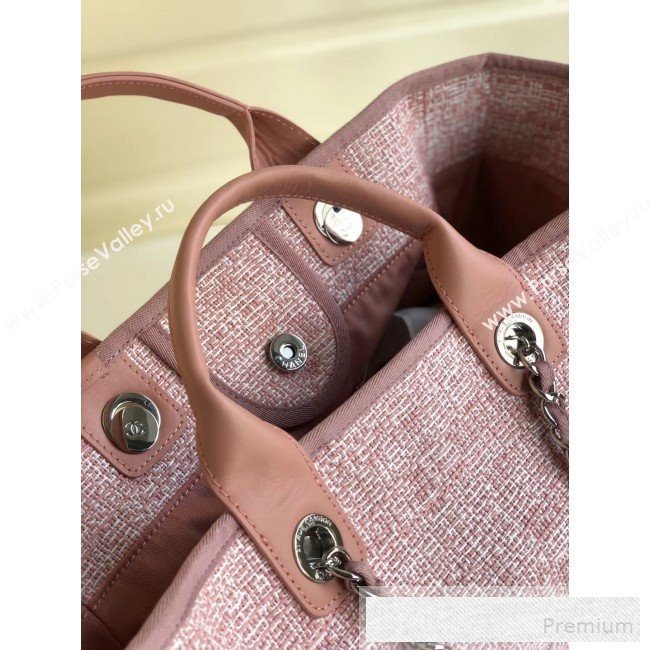 Chanel Toile Large Deauville Denim Canvas Shopping Bag Pink 2019 (YD-9060346)