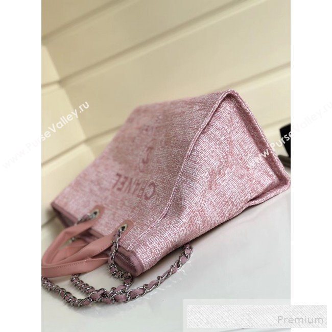 Chanel Toile Large Deauville Denim Canvas Shopping Bag Pink 2019 (YD-9060346)