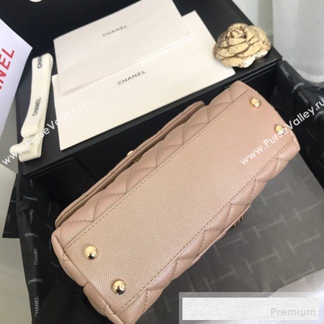 Chanel Iridescent Grained Quilted Calfskin Small Coco Handle Flap Top Handle Bag Apricot 2019 (FM-9060685)