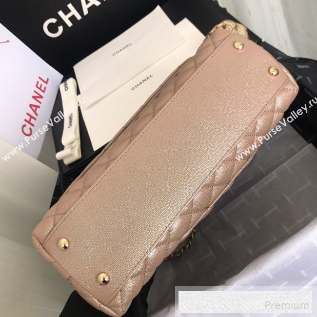 Chanel Iridescent Grained Quilted Calfskin Medium Coco Handle Flap Top Handle Bag Apricot 2019 (FM-9060686)