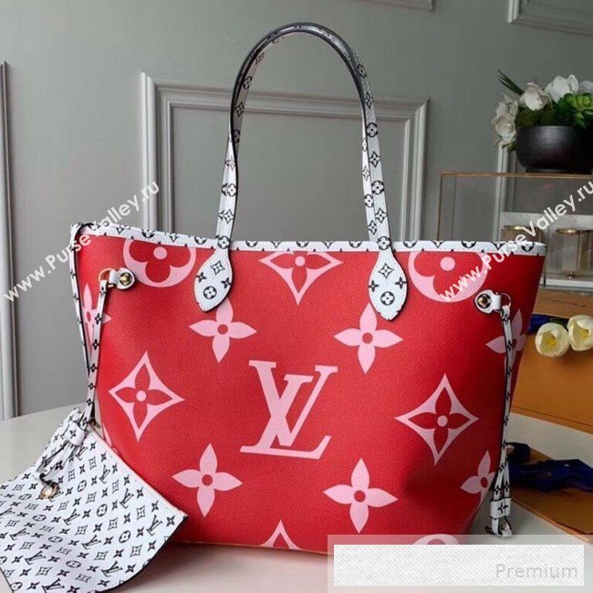 Louis Vuitton Neverfull MM Tote Bag M44567 Pink/Red 2019 (KIKI-9060586)