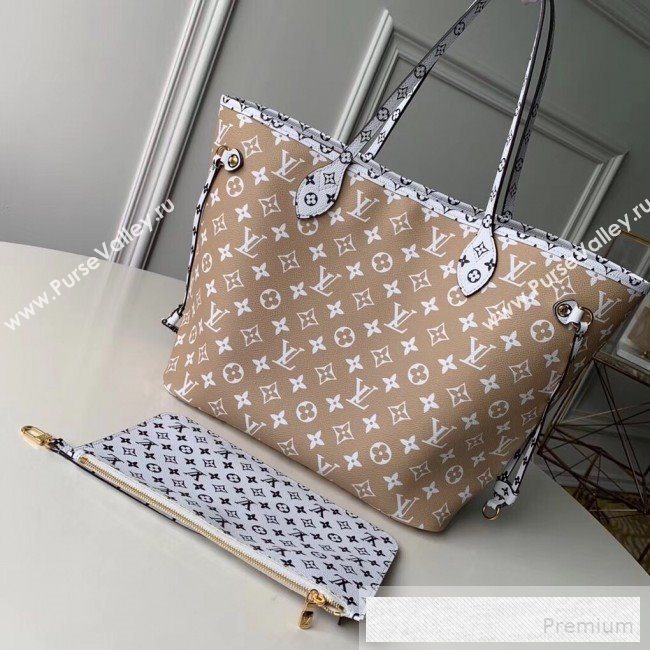Louis Vuitton Neverfull MM Tote Bag M44568 Khaki Green/Beige 2019 (KIKI-9060587)