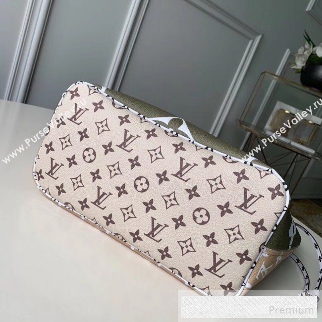 Louis Vuitton Neverfull MM Tote Bag M44568 Khaki Green/Beige 2019 (KIKI-9060587)