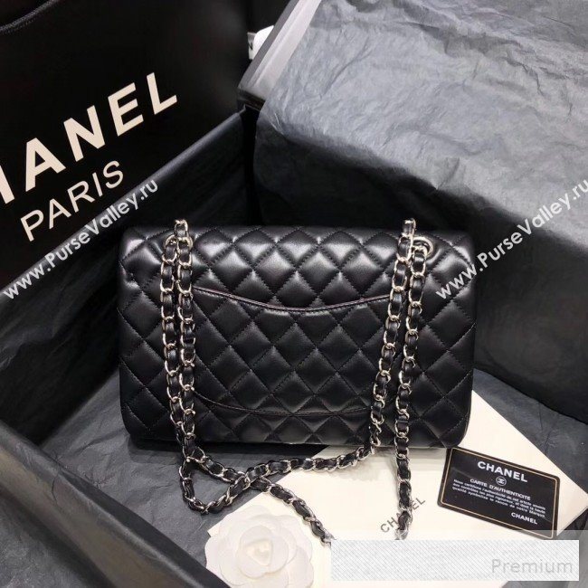 Chanel Quilted Lambskin Medium Classic Flap Bag Black/Silver 2019 （Top Quality） (SHUNY-9060589)