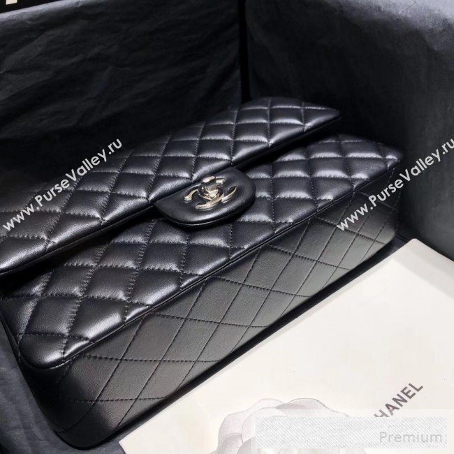Chanel Quilted Lambskin Medium Classic Flap Bag Black/Silver 2019 （Top Quality） (SHUNY-9060589)
