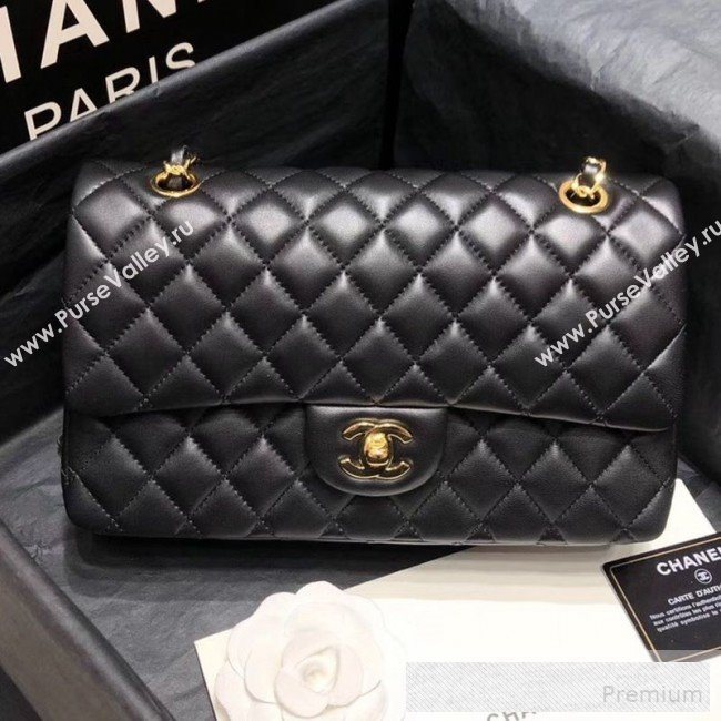 Chanel Quilted Lambskin Medium Classic Flap Bag Black/Gold 2019 （Top Quality） (SHUNY-9060590)