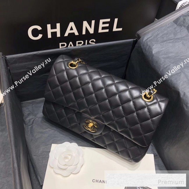 Chanel Quilted Lambskin Medium Classic Flap Bag Black/Gold 2019 （Top Quality） (SHUNY-9060590)