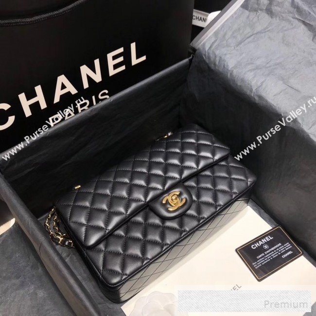 Chanel Quilted Lambskin Medium Classic Flap Bag Black/Gold 2019 （Top Quality） (SHUNY-9060590)