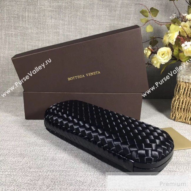 Bottega Veneta Large Silk Woven Knot Clutch with Snakeskin Trim Black (WANT-90605116)