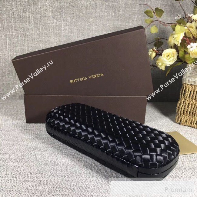 Bottega Veneta Large Silk Woven Knot Clutch with Snakeskin Trim Black (WANT-90605116)