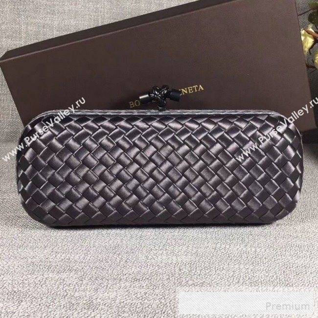 Bottega Veneta Large Silk Woven Knot Clutch with Snakeskin Trim Grey (WANT-90605117)