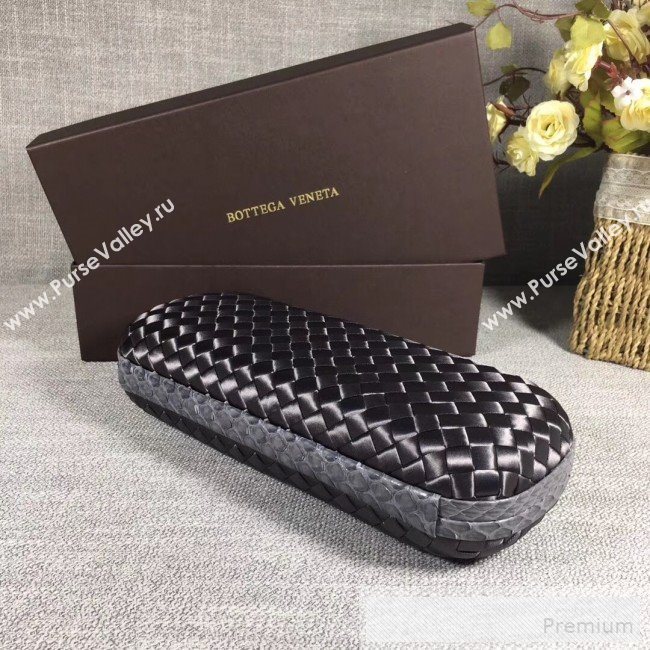 Bottega Veneta Large Silk Woven Knot Clutch with Snakeskin Trim Grey (WANT-90605117)