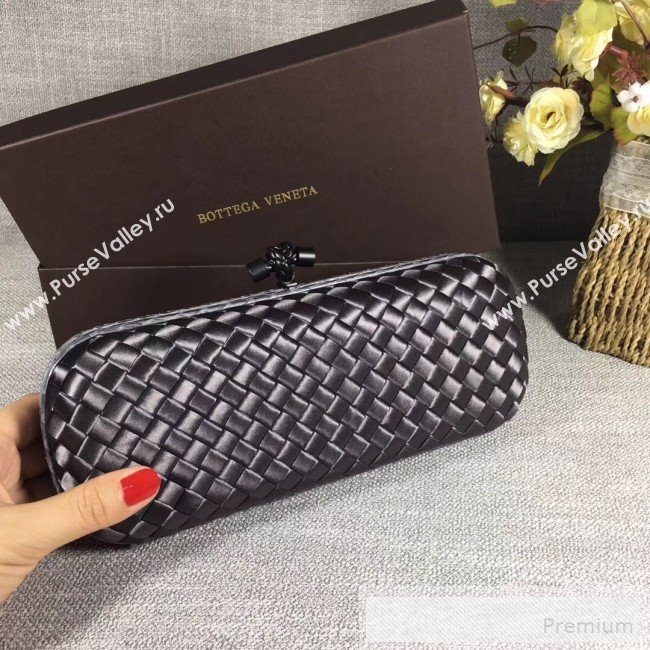 Bottega Veneta Large Silk Woven Knot Clutch with Snakeskin Trim Grey (WANT-90605117)