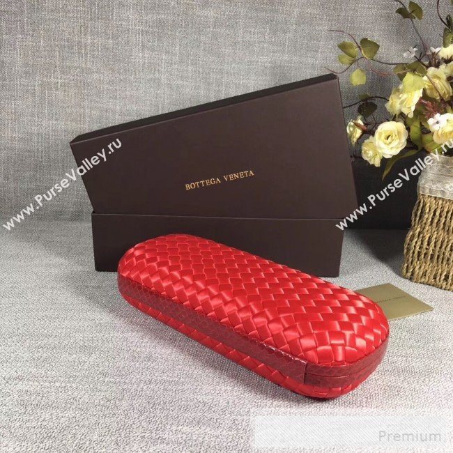 Bottega Veneta Large Silk Woven Knot Clutch with Snakeskin Trim Red (WANT-9060604)