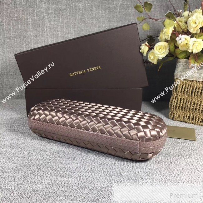 Bottega Veneta Large Silk Woven Knot Clutch with Snakeskin Trim Light Grey (WANT-9060607)