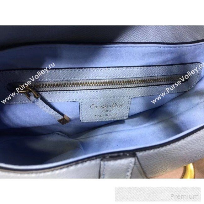 Dior Large Saddle Bag in Grained Calfskin Leather Light Blue 2019 (BINF-9060609)