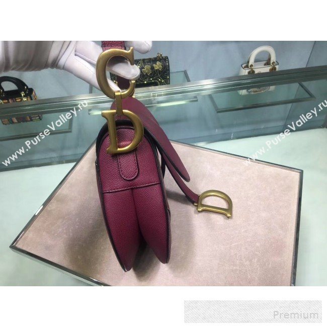 Dior Large Saddle Bag in Grained Calfskin Leather Burgundy 2019 (BINF-9060615)