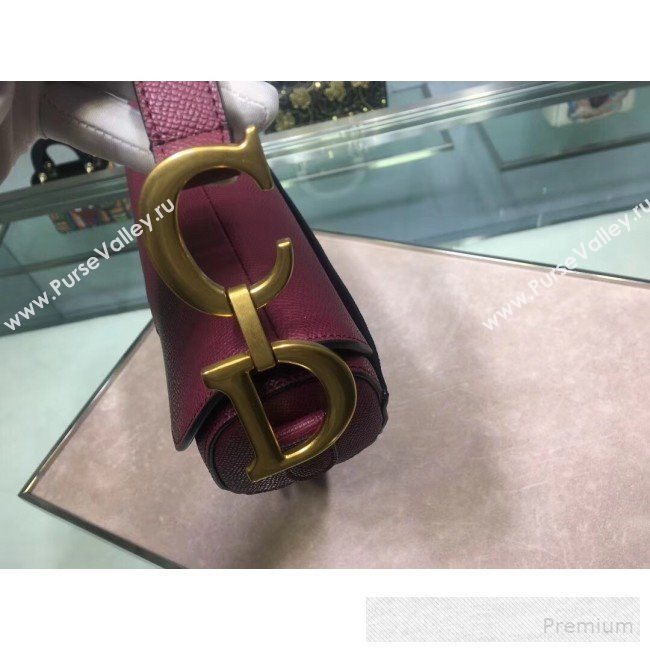Dior Large Saddle Bag in Grained Calfskin Leather Burgundy 2019 (BINF-9060615)