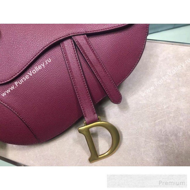 Dior Large Saddle Bag in Grained Calfskin Leather Burgundy 2019 (BINF-9060615)